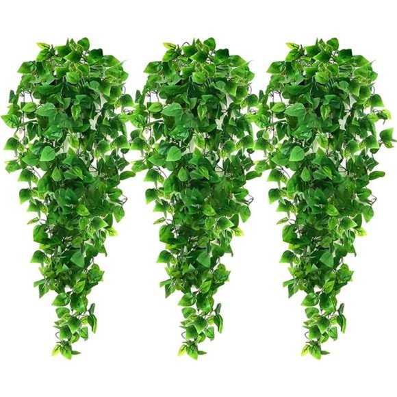 3pcs Artificial Hanging Plants, 3.6ft Fake Ivy Vine for Wall House Room Indoor - Picture 1 of 6